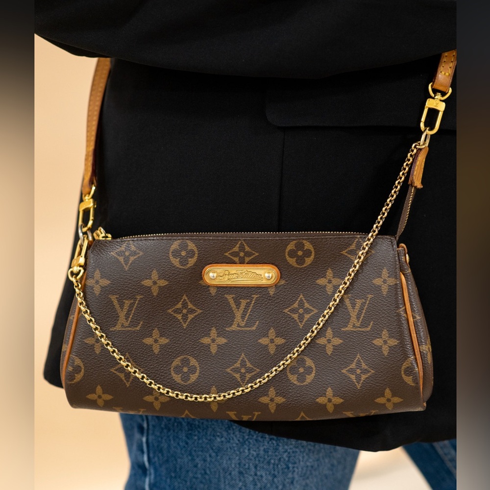 Louis Vuitton Eva Classic Monogram Crossbody Bag with Gold Chain
